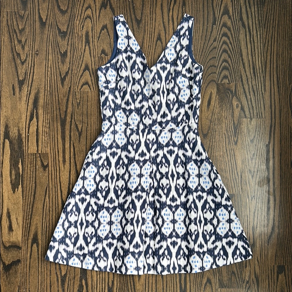 Gap Linen Fit and Flare Mini Dress Ikat Resort Wear Geometrical Women’s SZ 0 EUC